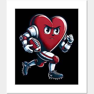 Valentines Day Heart Football Player Team Sports Posters and Art